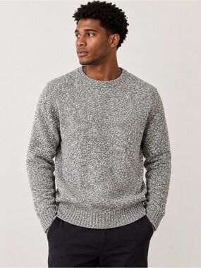 Mantaray Men’s Marled Knit Crewneck Sweater XL Grey White NWT 100% cotton